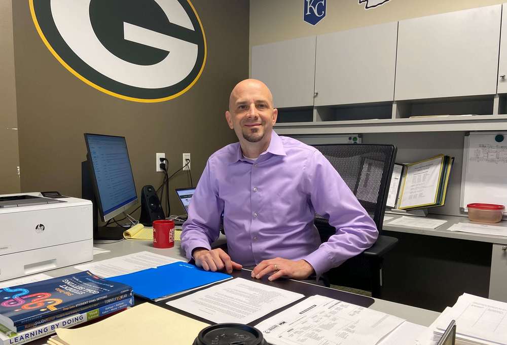 GHS Principal Tom Ryerson at his desk