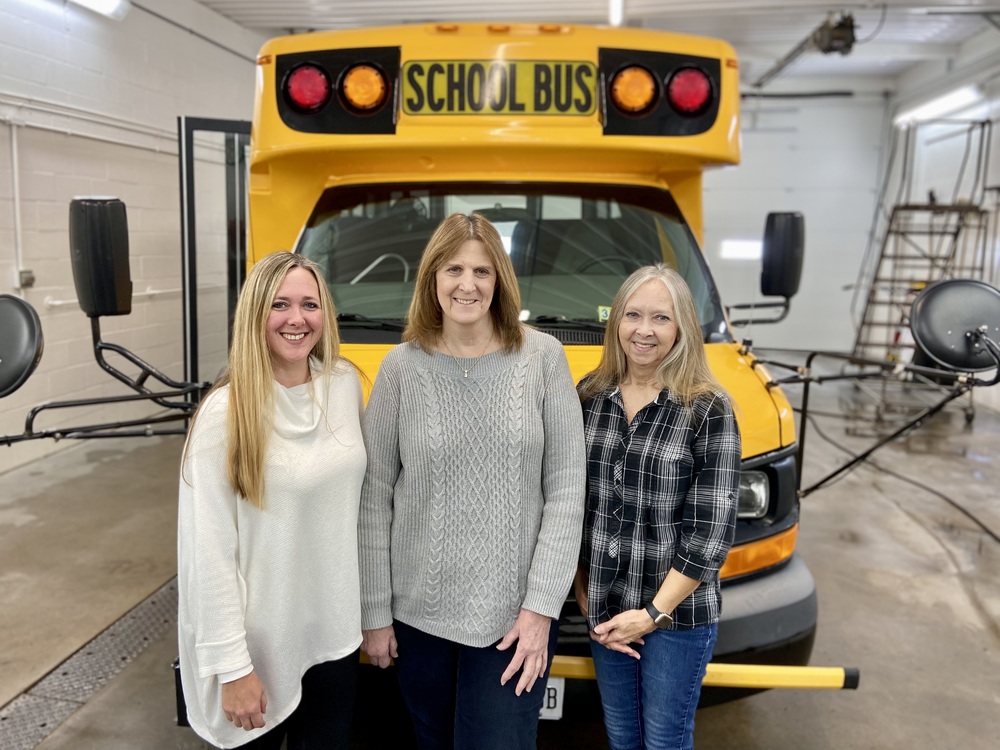 Nikki Smith, Beth Carton and Sue Keegan form the team that oversees 29 daily bus routes across the Geneseo school district’s 260 square miles.